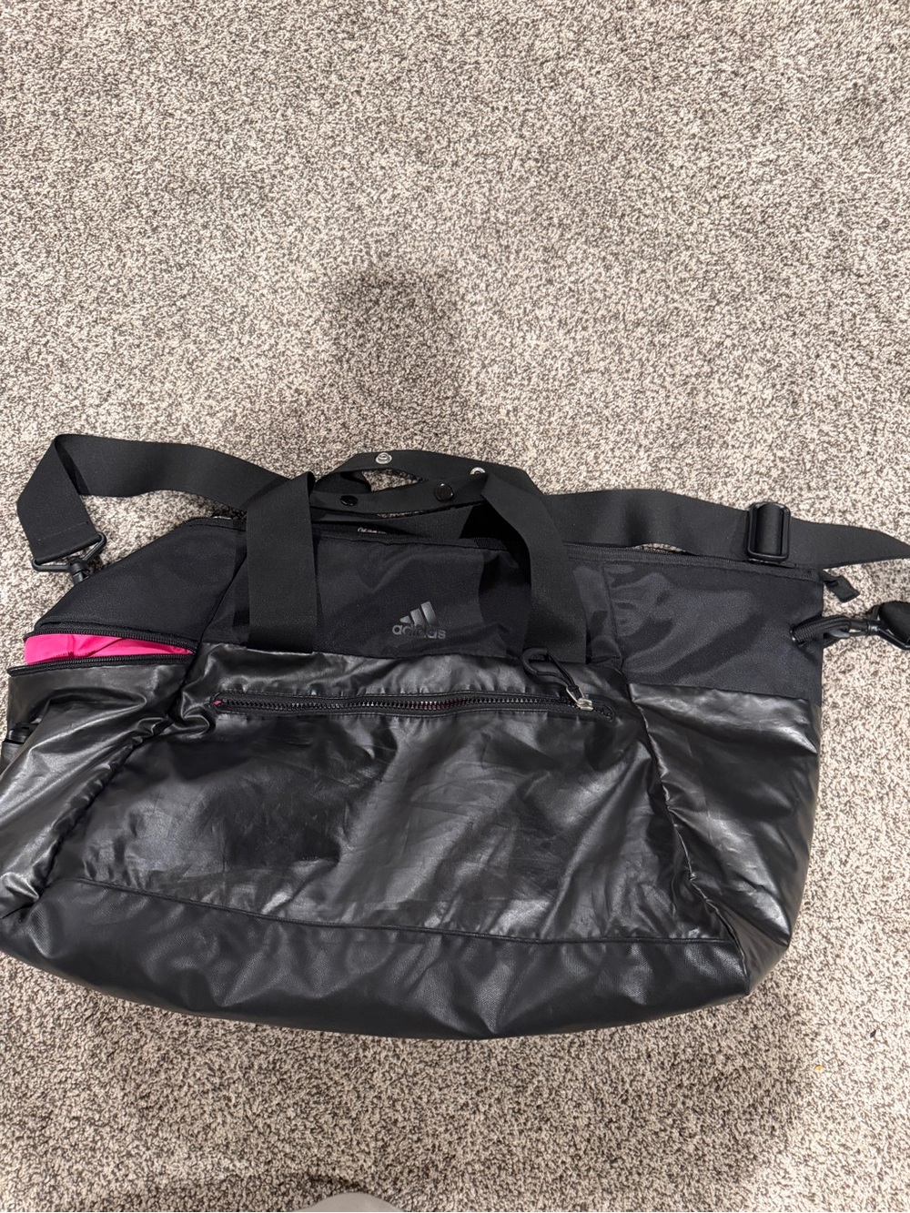 adidas Black Travel Duffel with Pink Accent